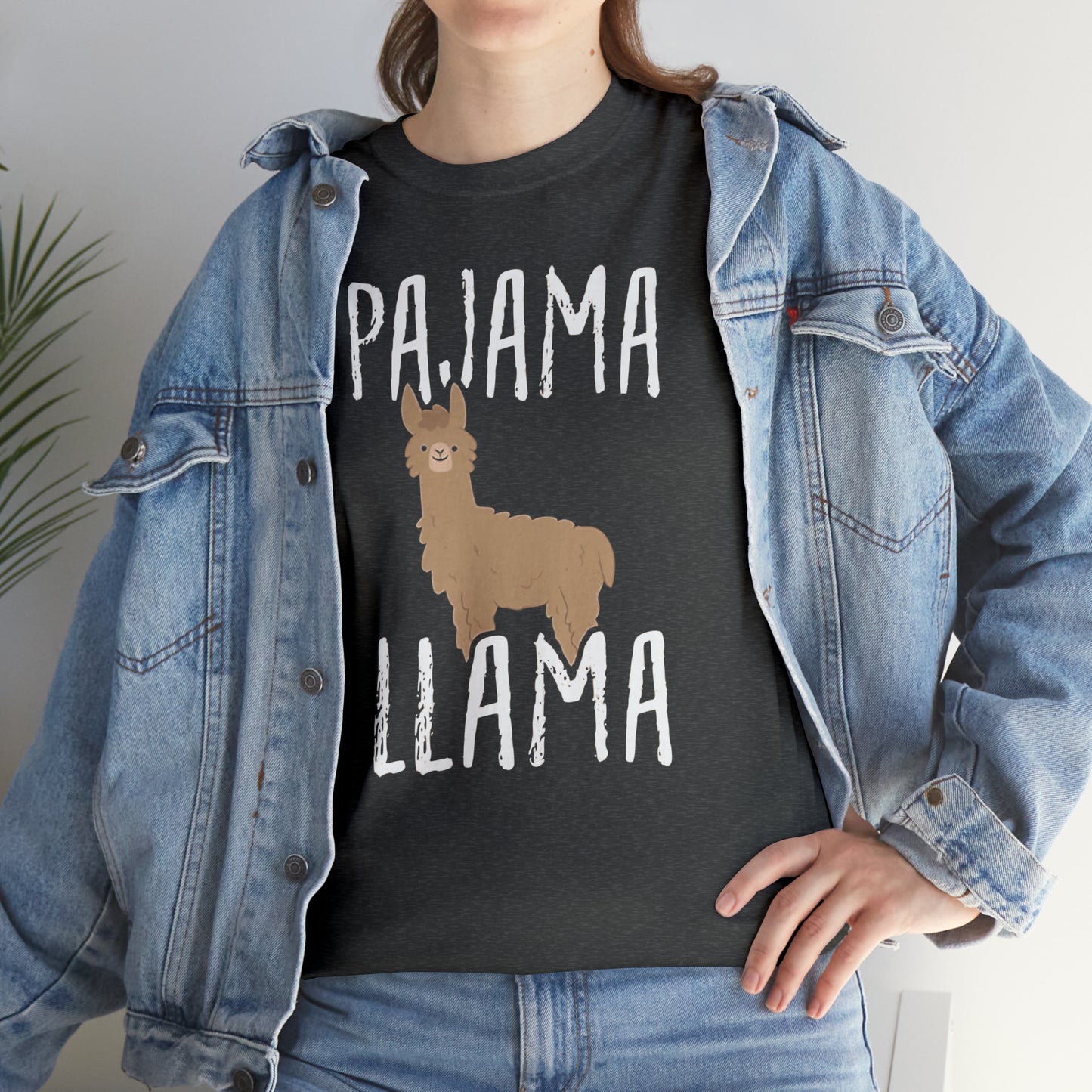 Pyjama Llama Heavy Cotton T-Shirt Quirky Women's Men's