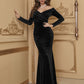 Velvet Evening Dress Elegant Off-Shoulder, High-End Tailoring