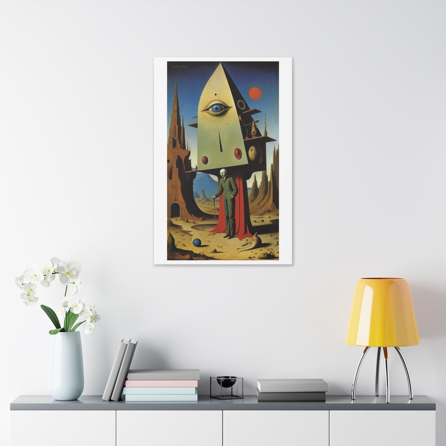 Man at the Watchtower, Surrealist Art Style 'Designed by AI' Canvas Art Print