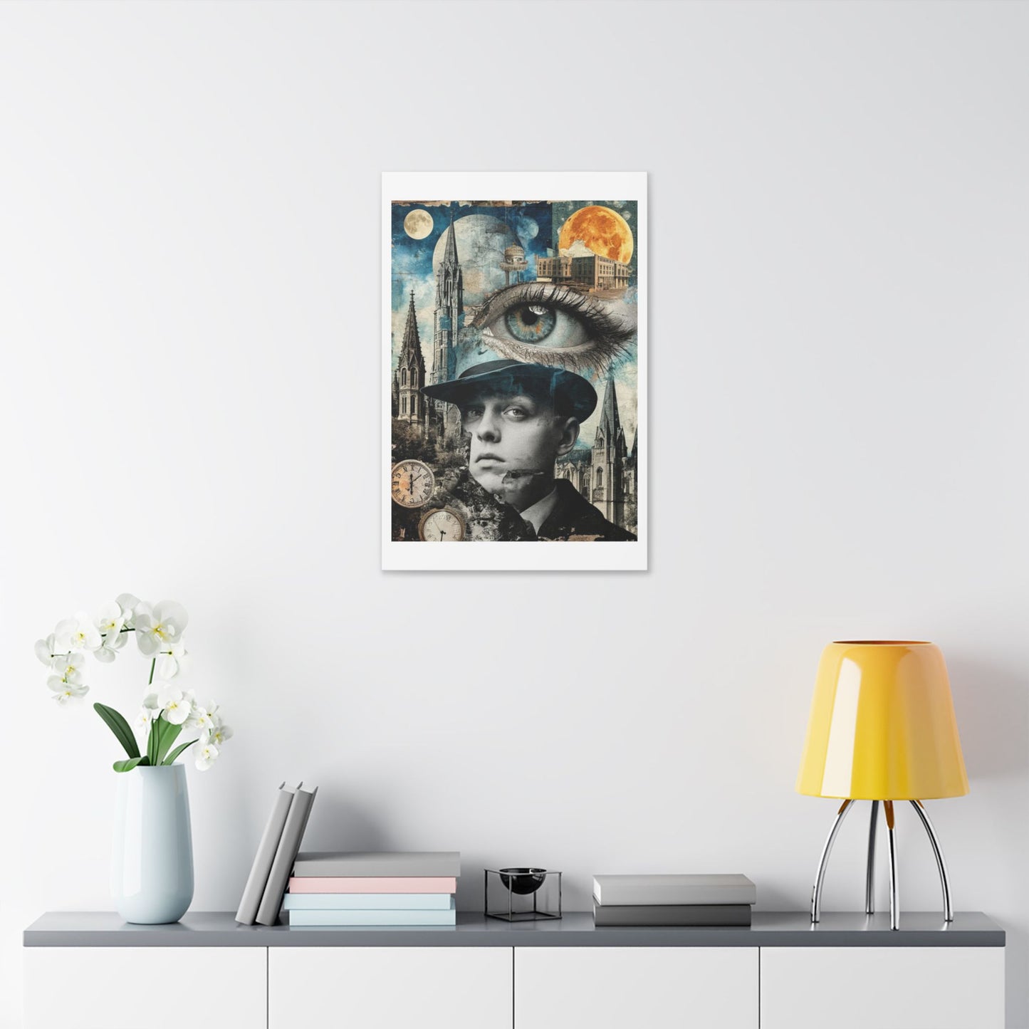 Eye on the Time Digital Collage 'Designed by AI' Canvas Art Print
