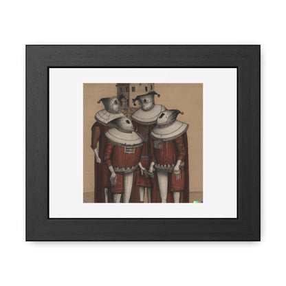 The Ambassadors As Robots In The Style Of Hans Holbein 'Designed by AI' Wooden Framed Print