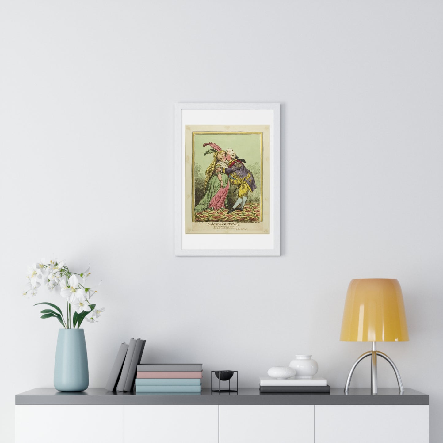 The Kiss at Würtemberg (1797) by James Gillray, from the Original, Framed Art Print