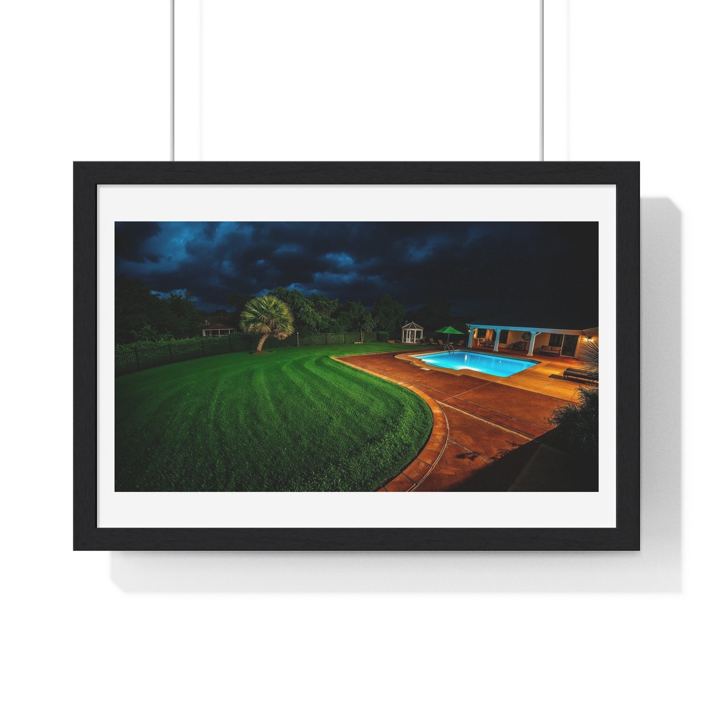 Dystopian Pool Scene II Photorealistic Art Style 'Designed by AI' Framed Print