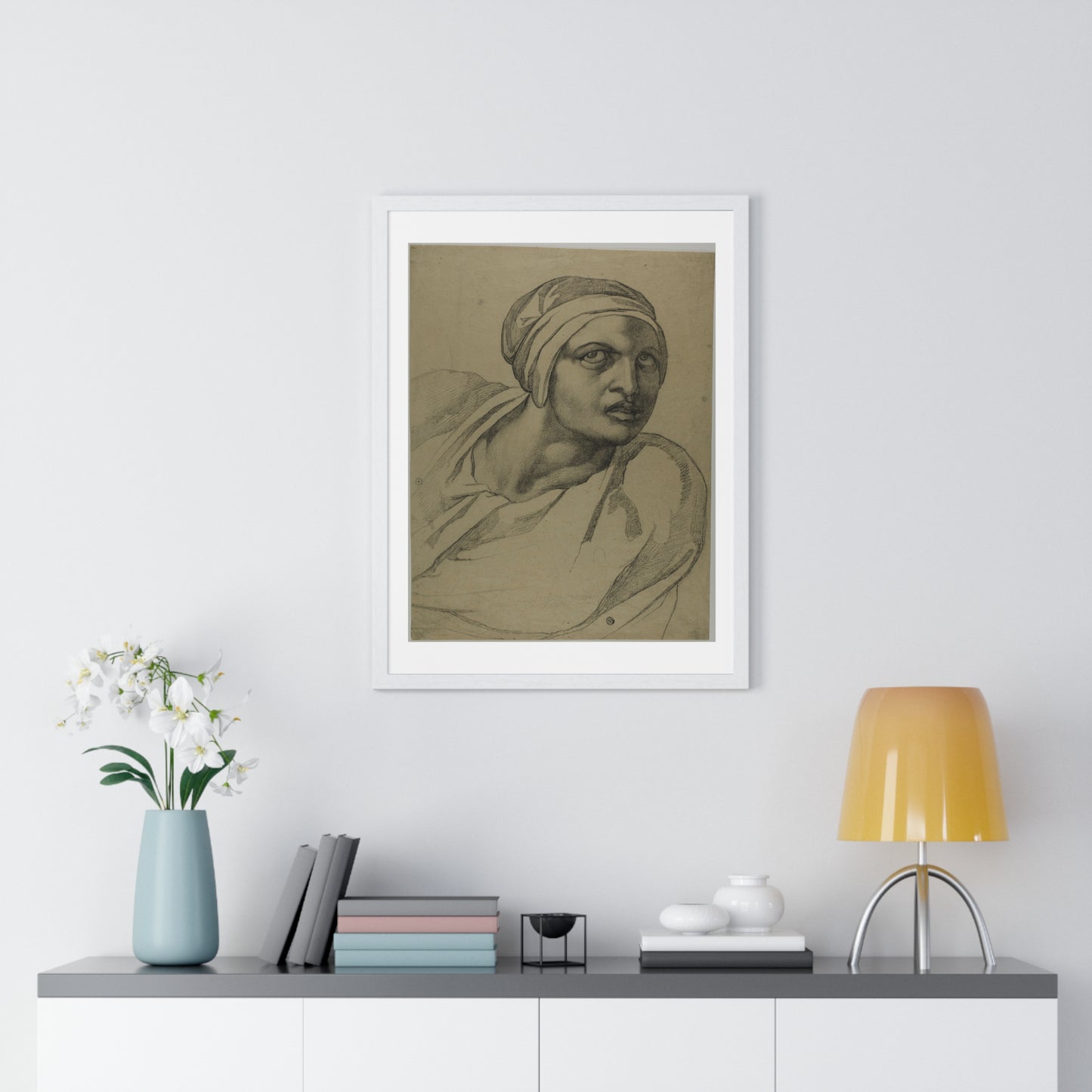 Half-Length Figure (1780–1799) by Michelangelo Buonarroti, from the Original, Framed Art Print