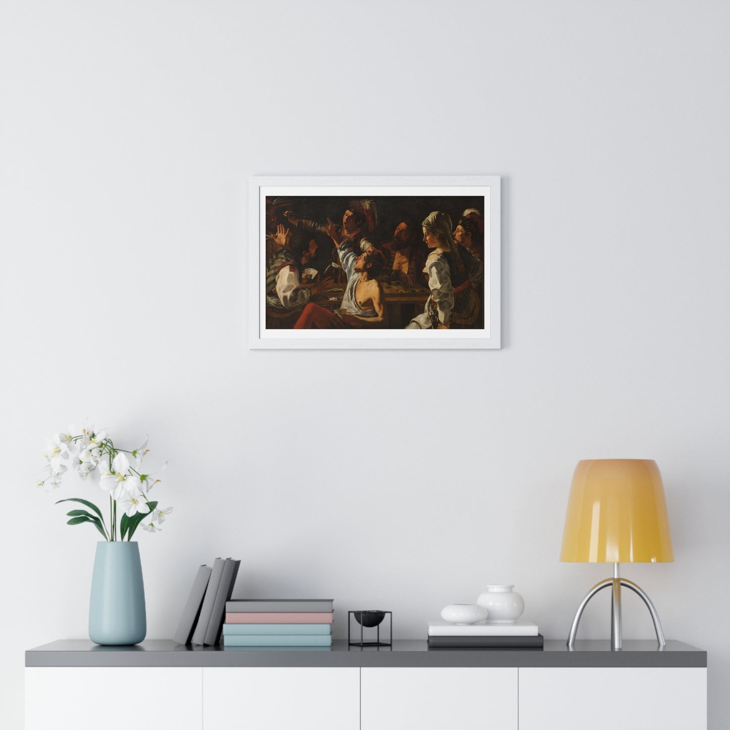 Card and Backgammon Players by Michelangelo Merisi Da Caravaggio, from the Original, Framed Print