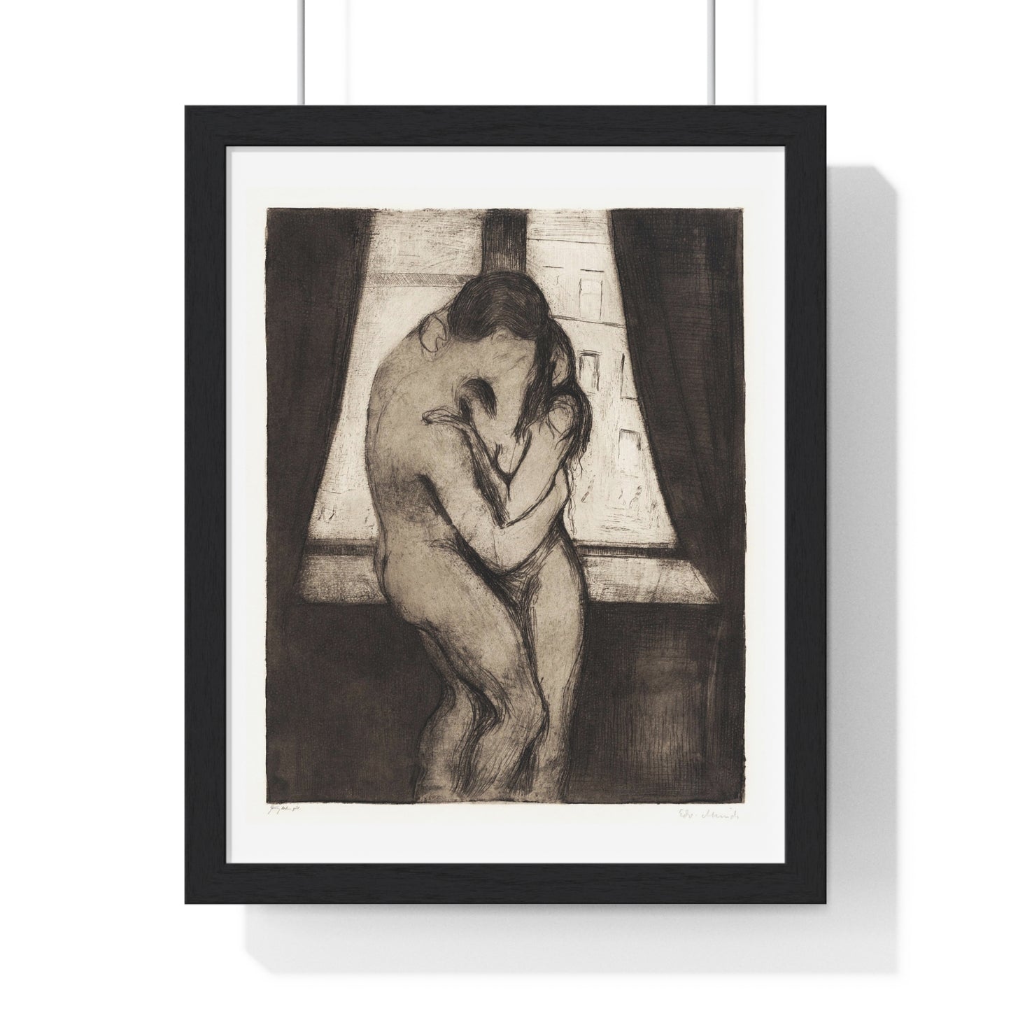 The Kiss (1895) by Edvard Munch, from the Original, Framed Art Print