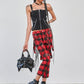 Banned Alternative Nocturne Buckle Trousers in Red Tartan