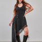 Banned Apparel Gothic Asymmetric Dress Mesh Hem in Black