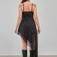 Banned Apparel Gothic Asymmetric Dress Mesh Hem in Black