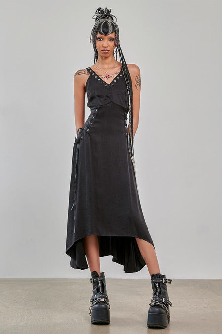 Banned Apparel Gothic High-Low Asymmetric Dress in Black