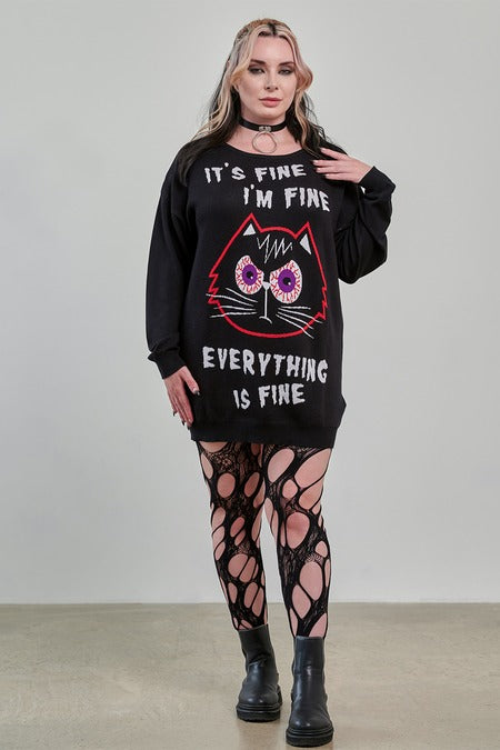 Banned Apparel Gothic Jumper Dress, Black Oversized Knit
