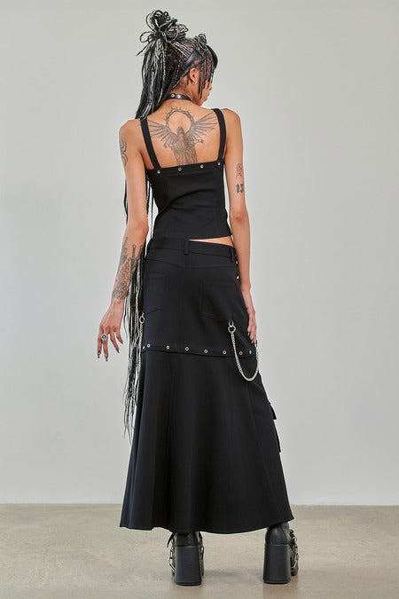 Banned Apparel Gothic Cargo Skirt Black Zip-Off Punk-Style