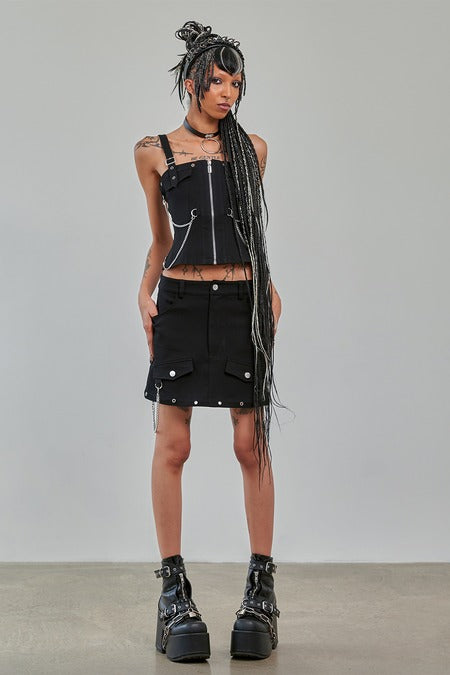 Banned Apparel Gothic Cargo Skirt Black Zip-Off Punk-Style