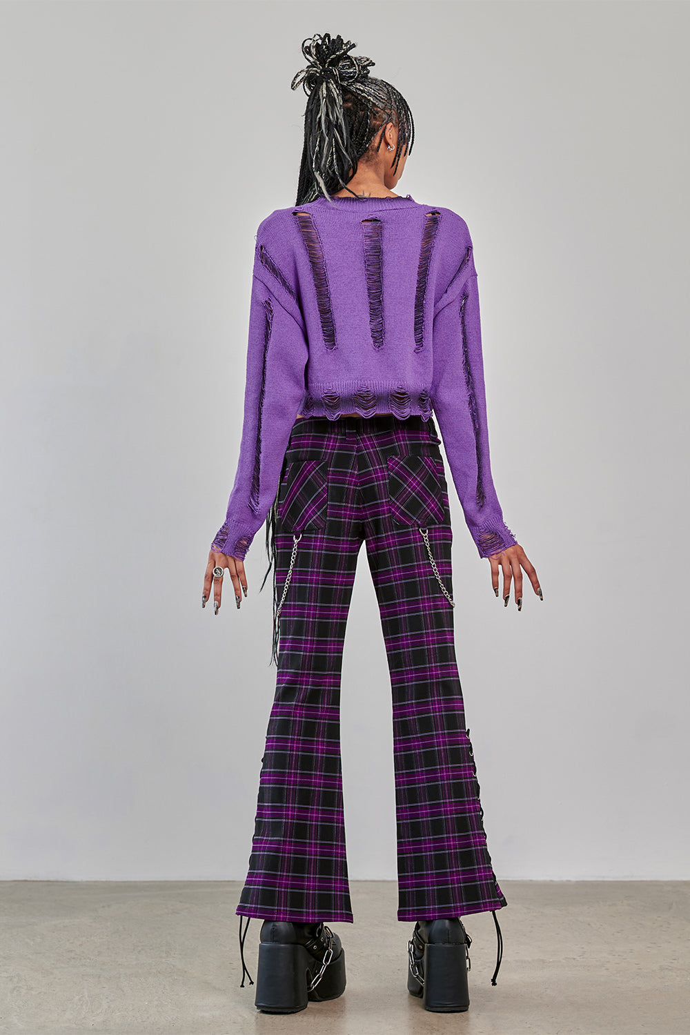 Banned Apparel Scarlett Vixen Trousers in Purple and Black