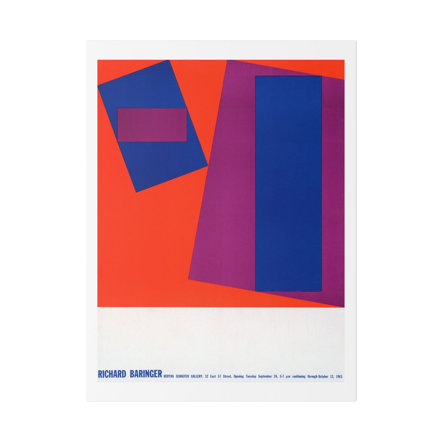 Richard Baringer, Bertha Schaefer Gallery (1963) American Poster, from the Original, Canvas Art Print