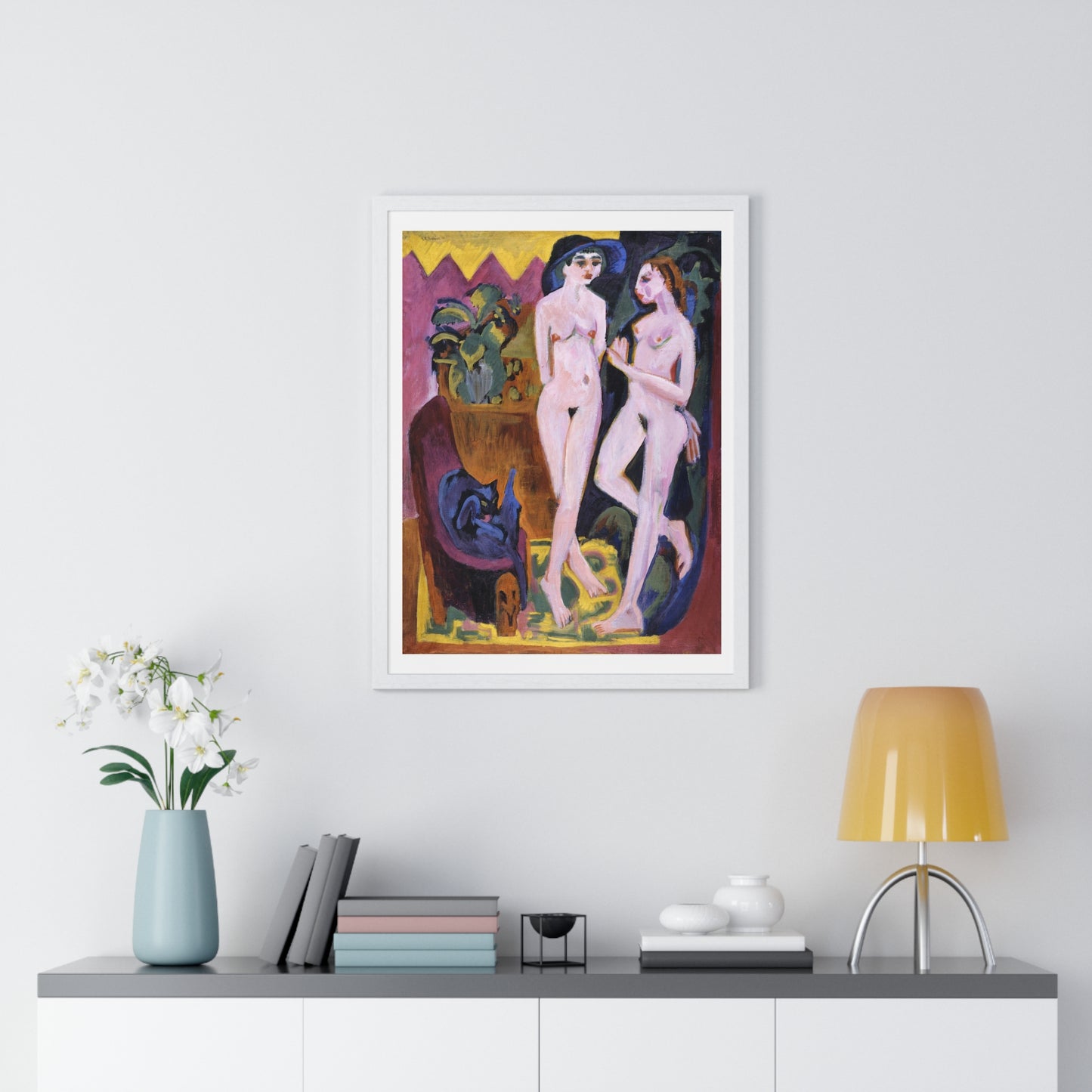 Two Nudes in a Room (1914) by Ernst Ludwig Kirchner, from the Original, Framed Art Print