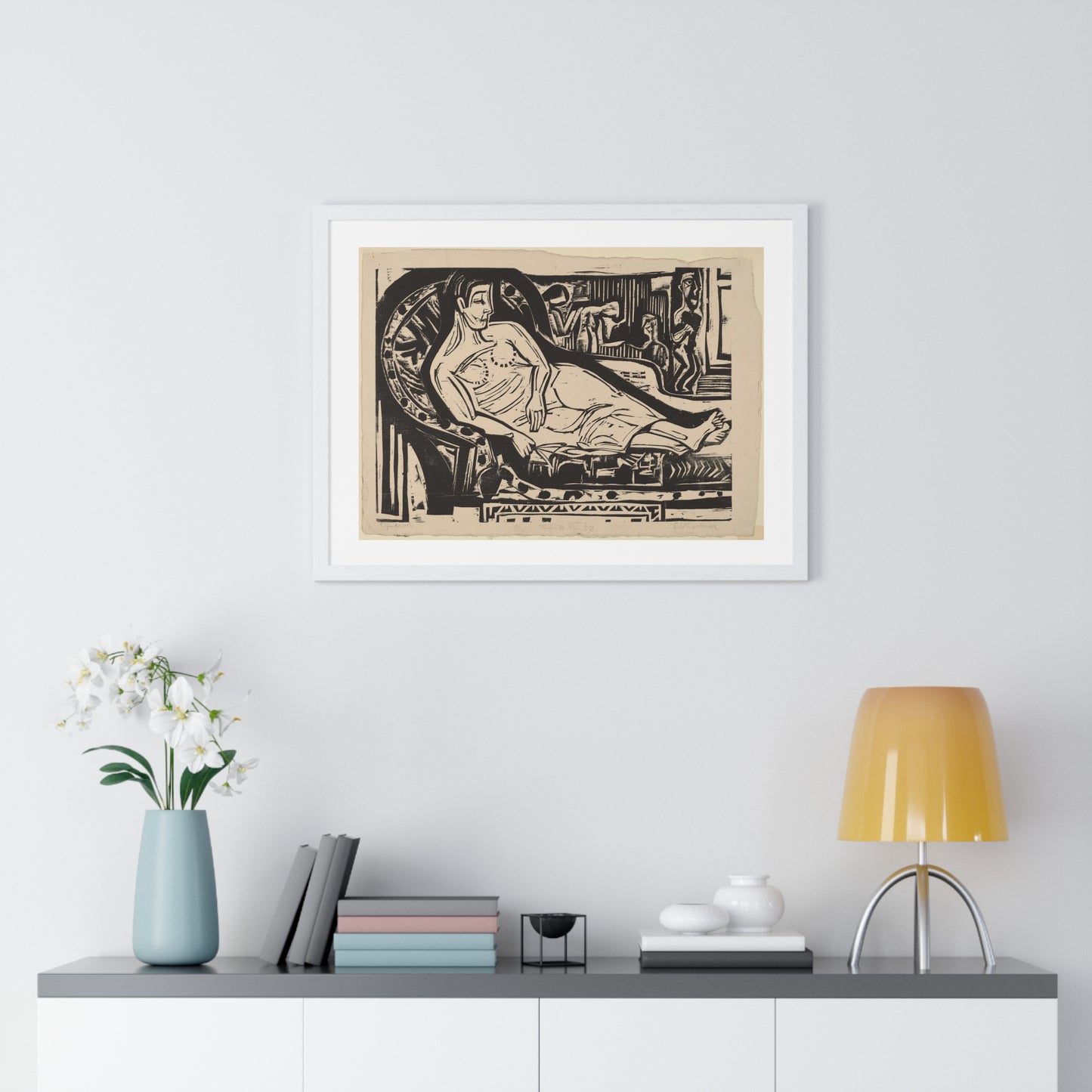 Woman Lying on a Sofa (1926) by Ernst Ludwig Kirchner, from the Original, Framed Art Print