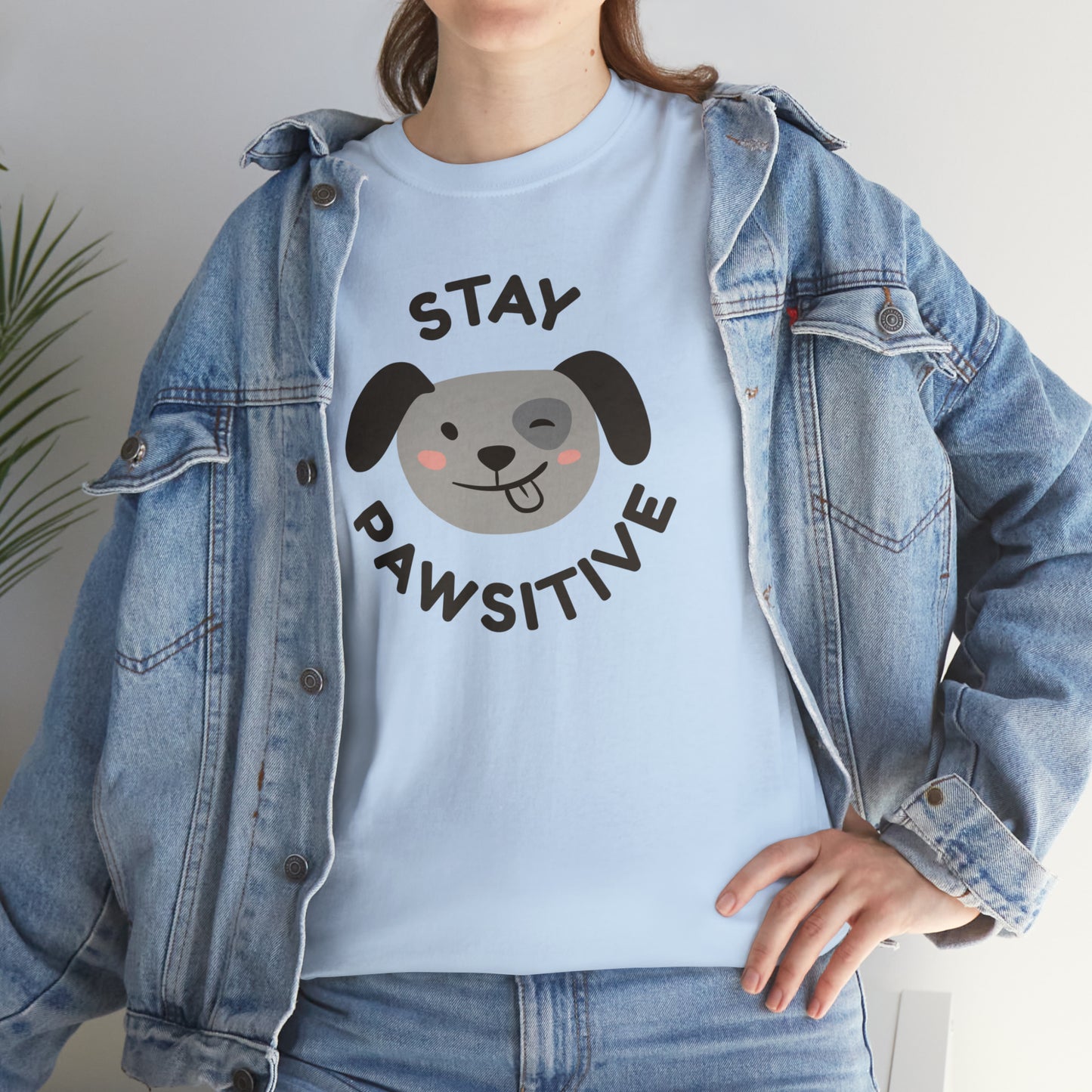 Stay Pawsitive Dog Lover's Cotton T-Shirt