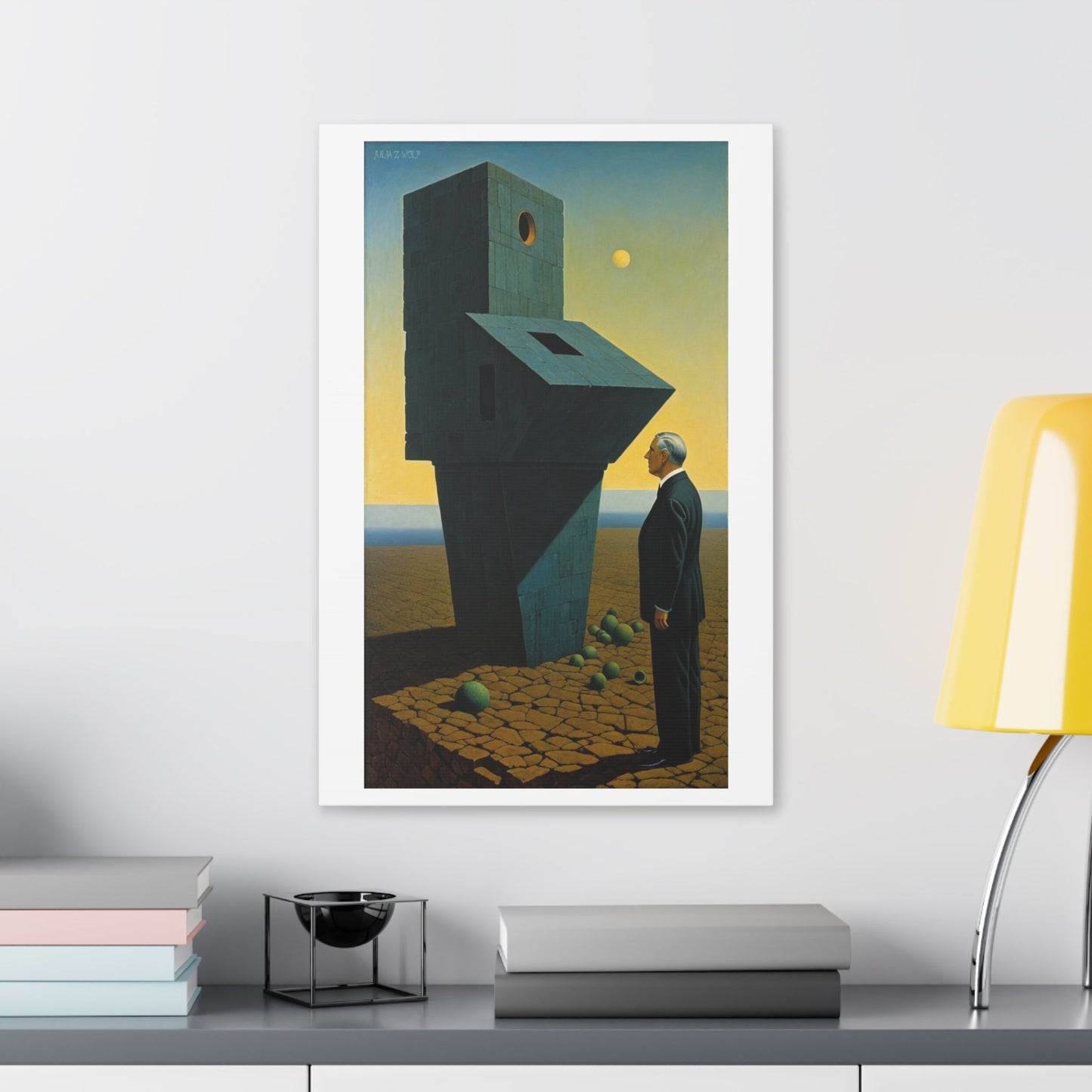 Man at the Watchtower II, Surrealist Art Style 'Designed by AI' Canvas Art Print