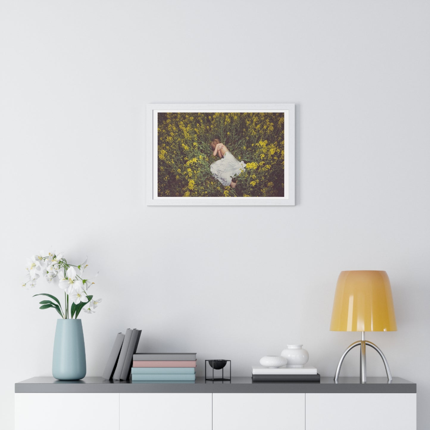 Asleep in the Rapeseed Field 'Designed by AI' Framed Art Print