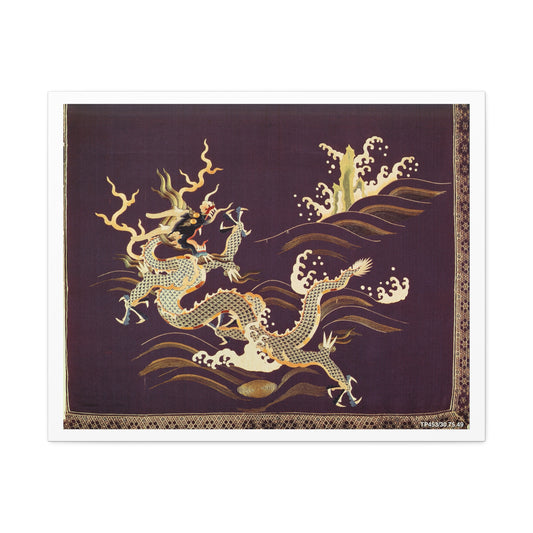 Chinese Art, Chair Strip with Dragons, from the Original, Art Print on Canvas