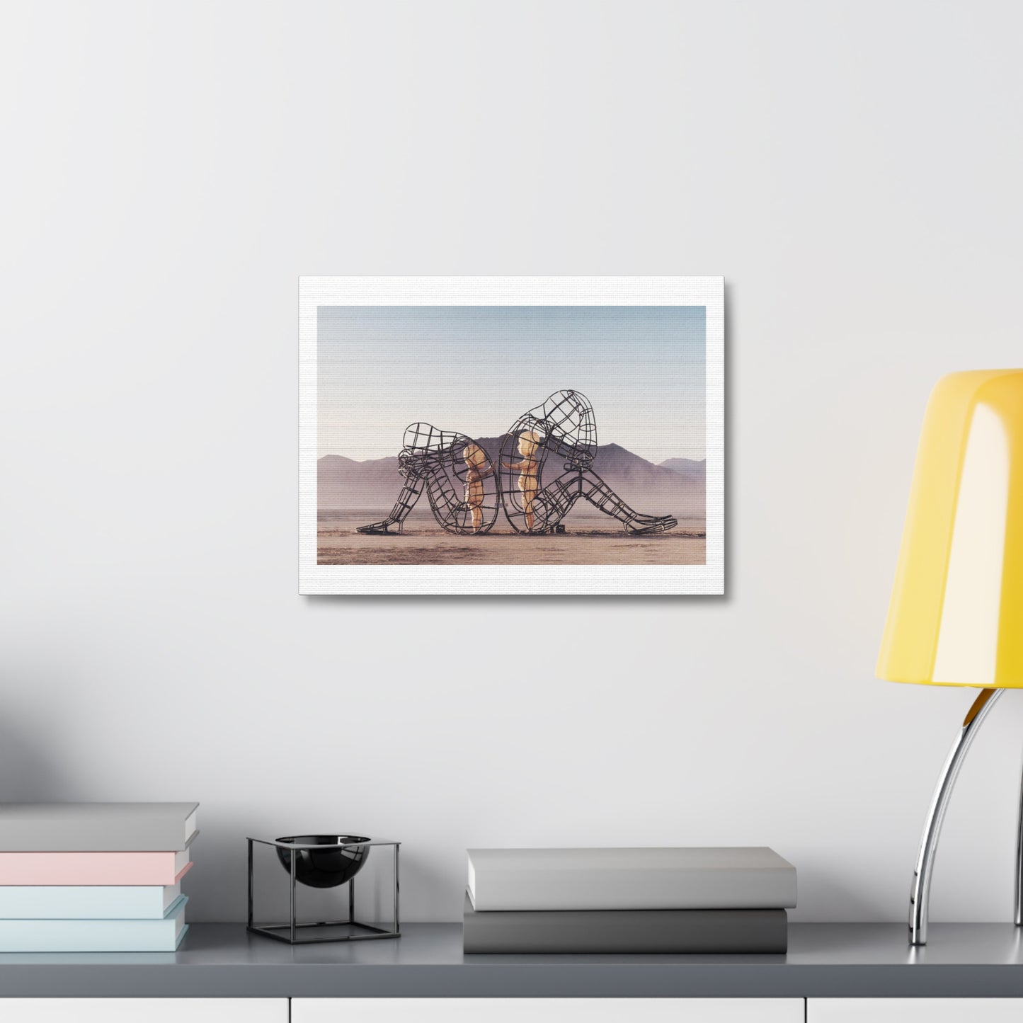 Architecture of Two Persons Turning their Backs to One Another at Burning Man, Art Print on Satin Canvas