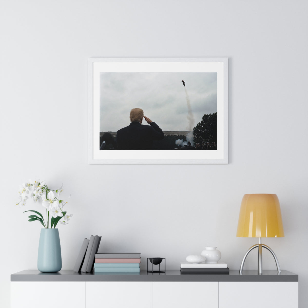 Donald Trump Salutes, Surreal Decor Art, Large Framed Print
