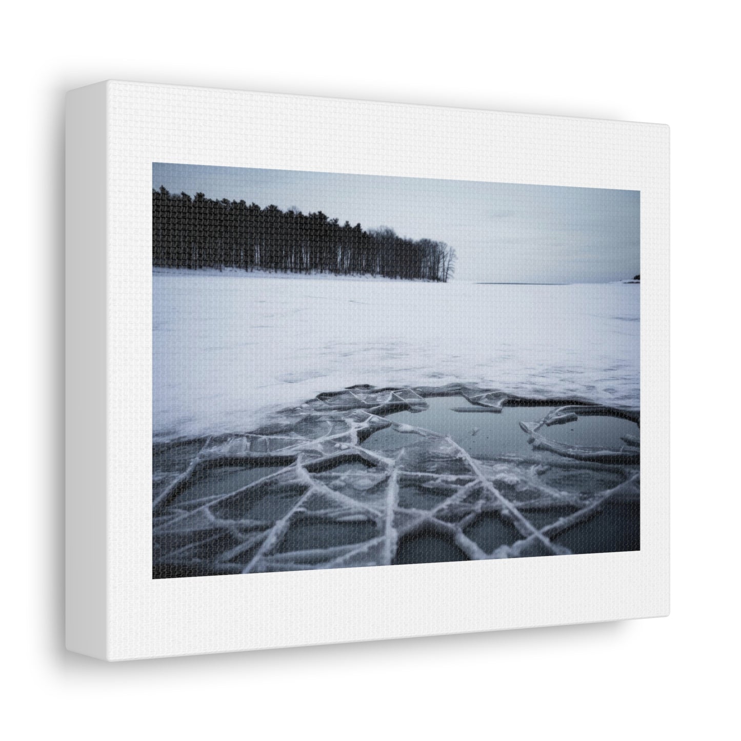 Frozen Lakes Outdoors Nature Snow Art Print 'Designed by AI' on Satin Canvas