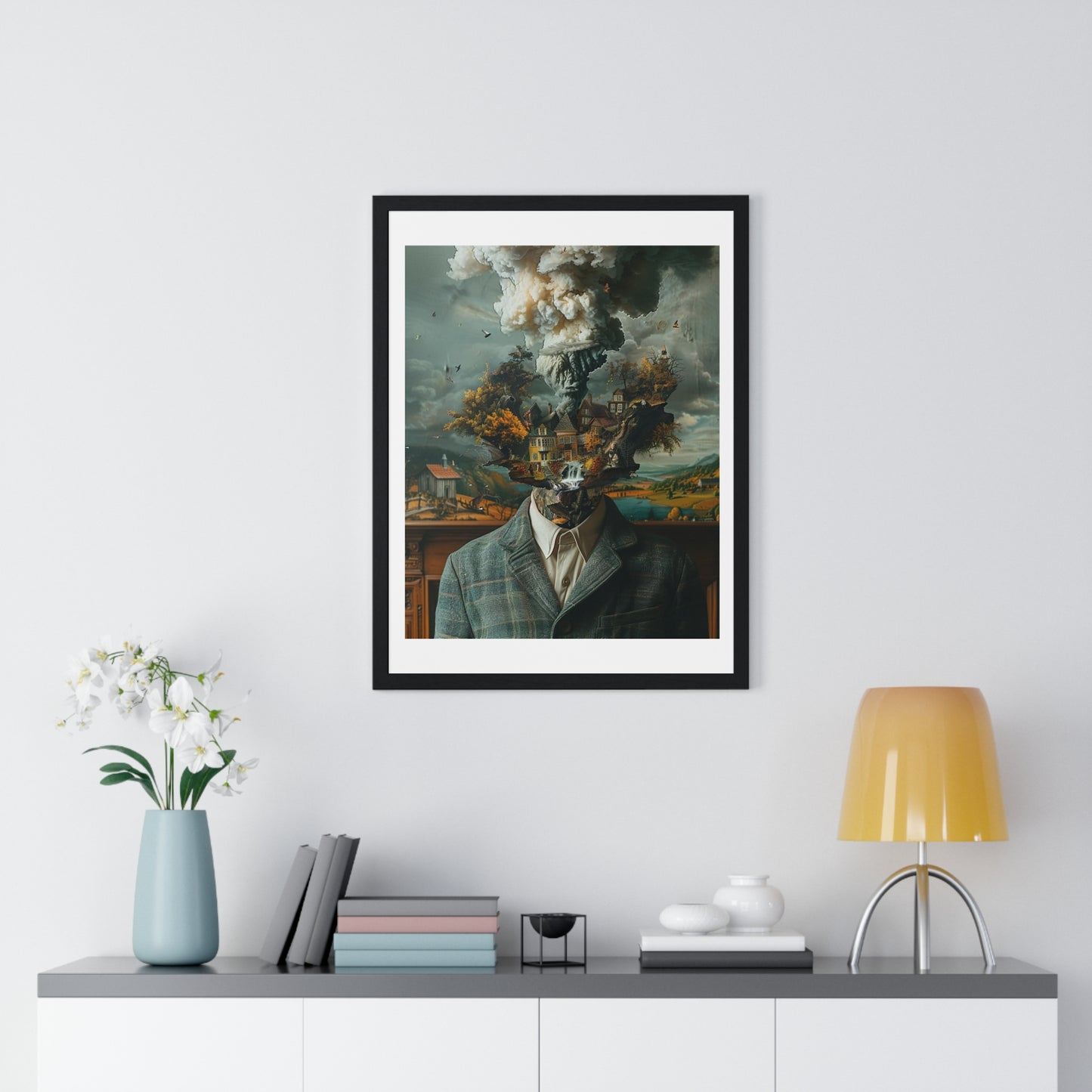 Head Replacement, Abstract Art 'Designed by AI', Framed Art Print