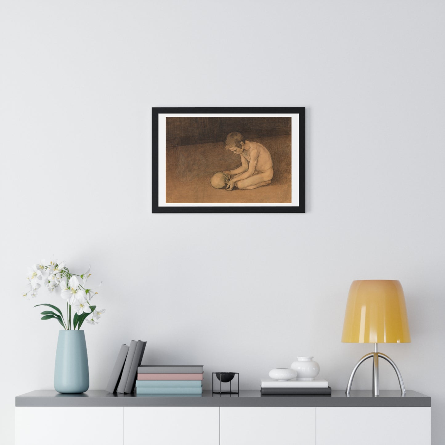 Boy with Skull (1893) by Magnus Enckell, from the Original, Framed Print