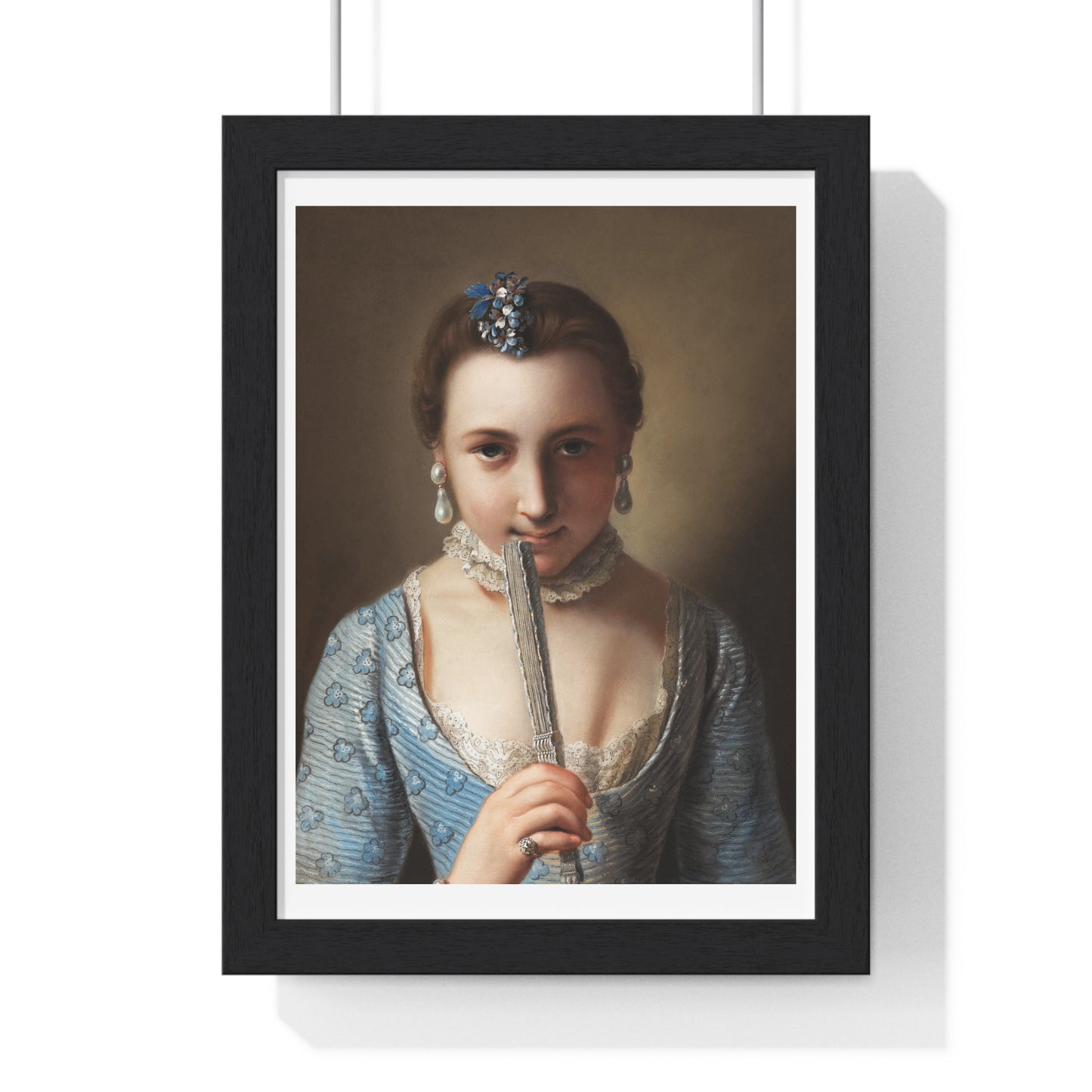 Young Woman with a Fan (1751-1756) by Pietro Antonio Rotari, from the Original, Framed Art Print