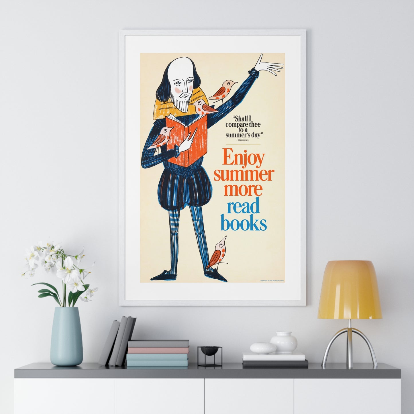 Enjoy Summer More, Read Books (1966) Vintage Poster by Bill Sokol, from the Original, Framed Art Print