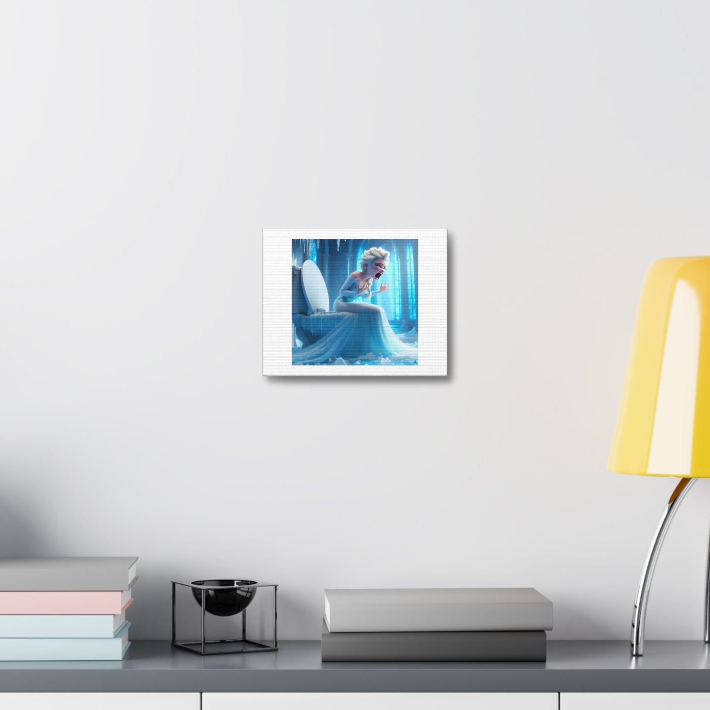 Disney Princess Can't Let It Go on the Toilet 'Designed by AI' Art Print on Canvas