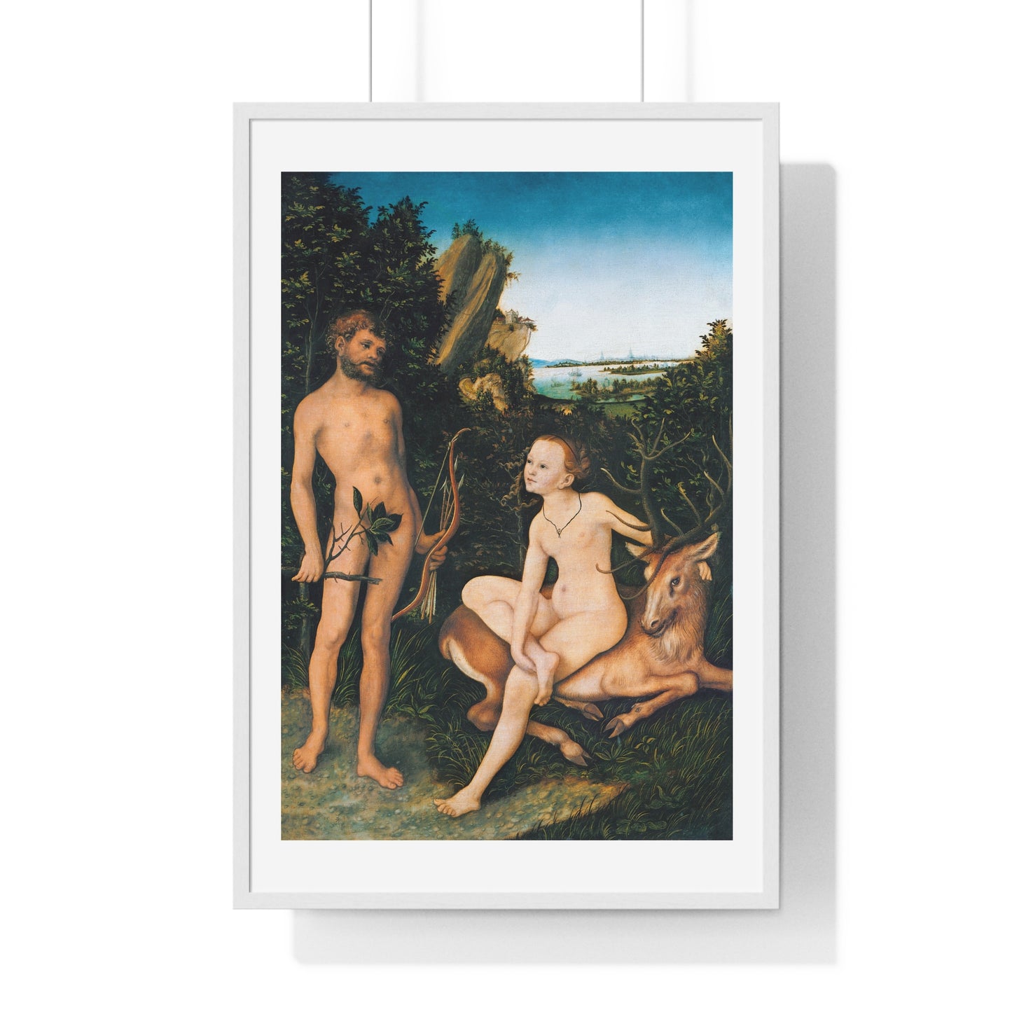 Apollo and Diana (1530) by Lucas Cranach, from the Original, Framed Art Print