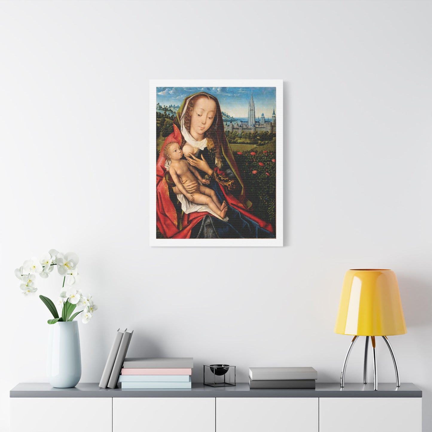 Virgin and Child in a Landscape (1480–90) by Master of the Legend of Saint Lucy, from the Original, Art Print on Canvas