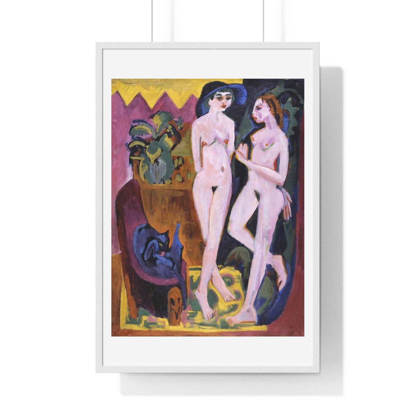 Two Nudes in a Room (1914) by Ernst Ludwig Kirchner, from the Original, Framed Art Print