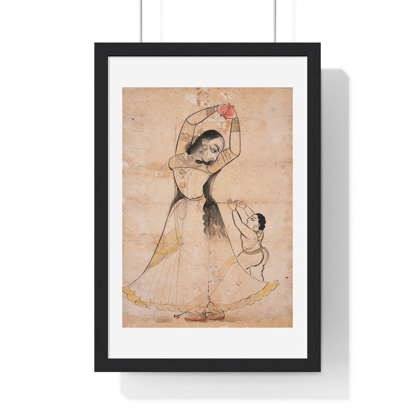 Mother and Child (1900) Ink and Opaque Watercolour by Bagta from the Original, Framed Art Print