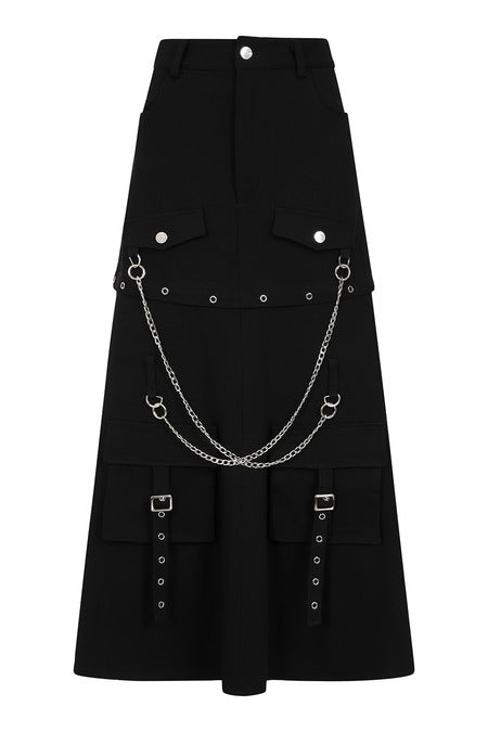 Banned Apparel Gothic Cargo Skirt Black Zip-Off Punk-Style