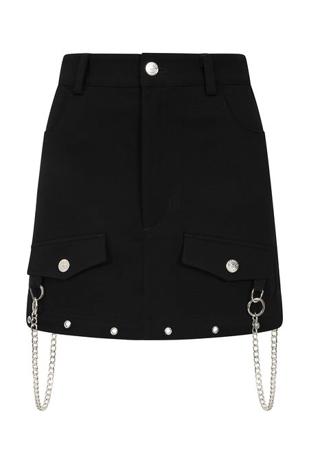 Banned Apparel Gothic Cargo Skirt Black Zip-Off Punk-Style