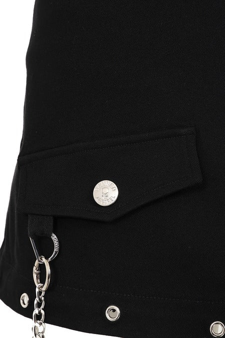 Banned Apparel Gothic Cargo Skirt Black Zip-Off Punk-Style
