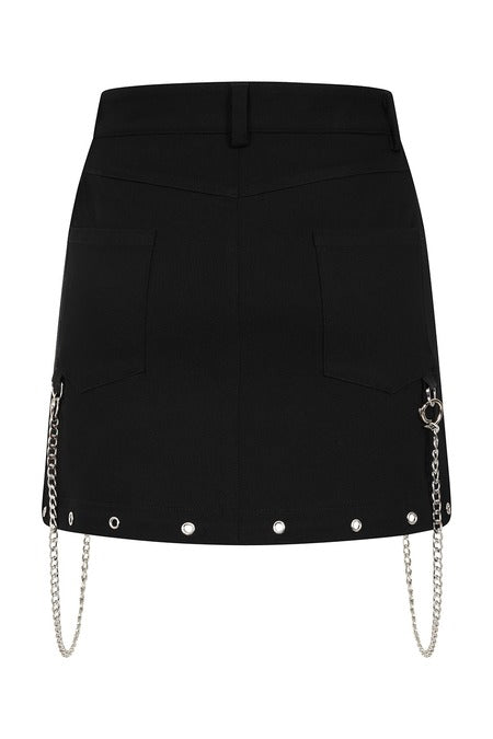 Banned Apparel Gothic Cargo Skirt Black Zip-Off Punk-Style