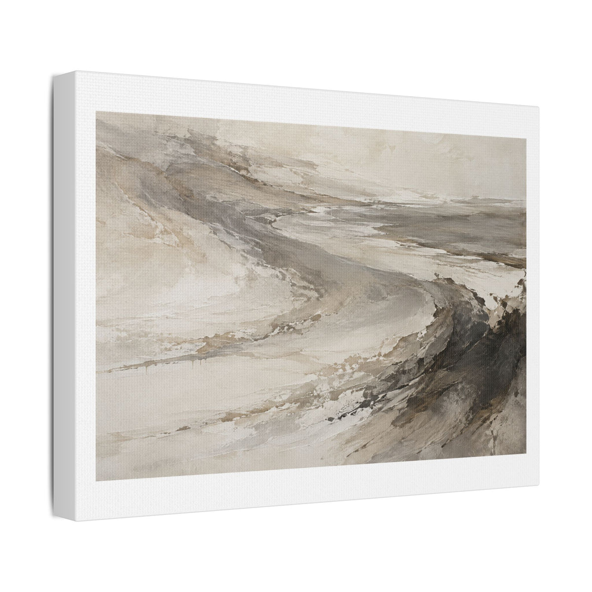 Tidal Memory in Stone and Smoke, Large Decor Art Print on Canvas