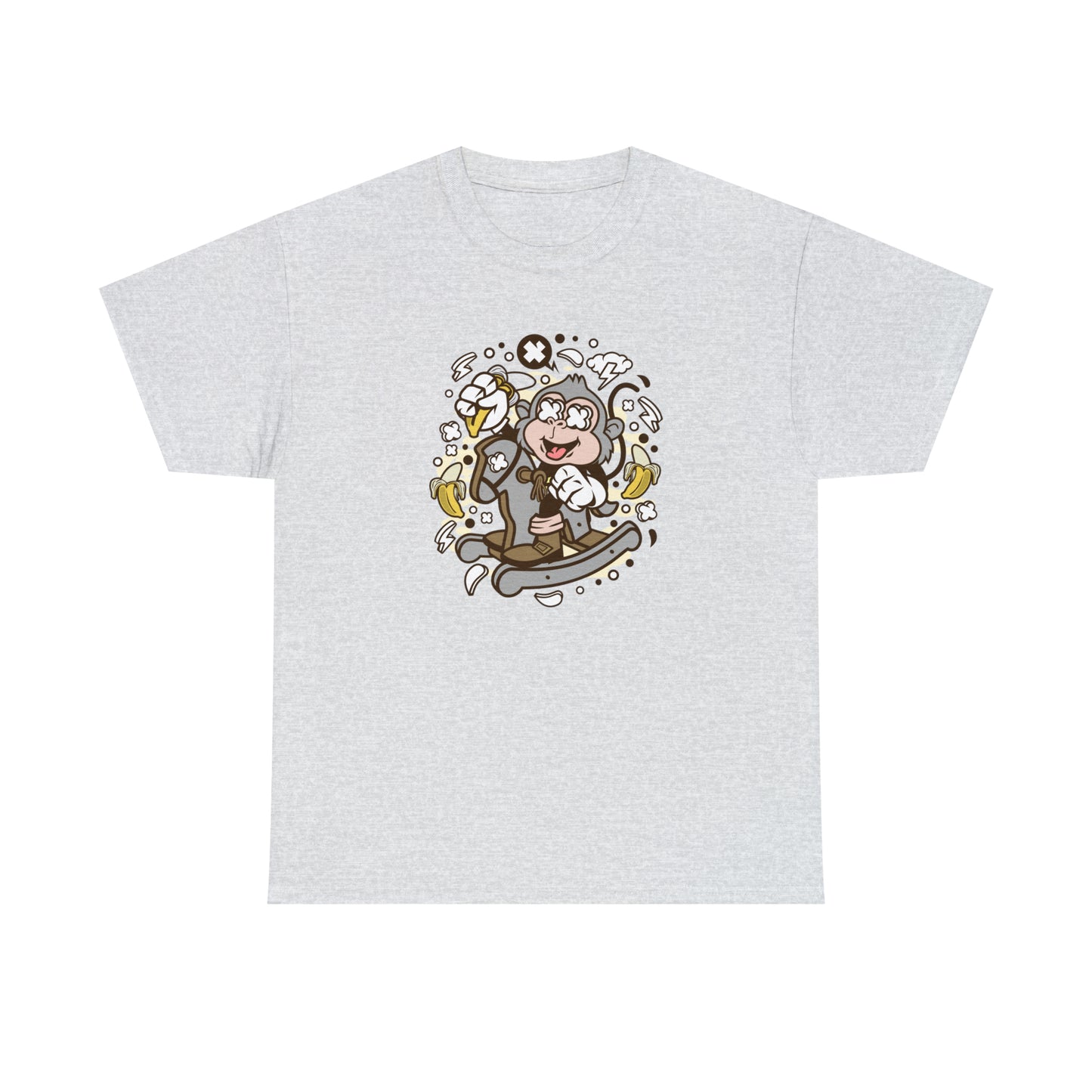 Monkey Rocking Horse Cartoon T-Shirt