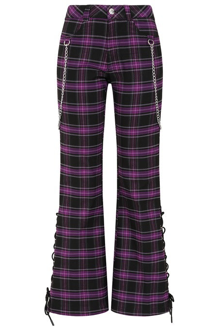 Banned Apparel Scarlett Vixen Trousers in Purple and Black