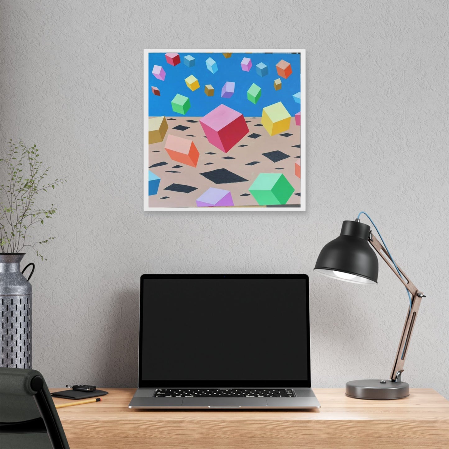 Bouncing Boxes, Cartoon Art 'Designed by AI' Canvas Art Print