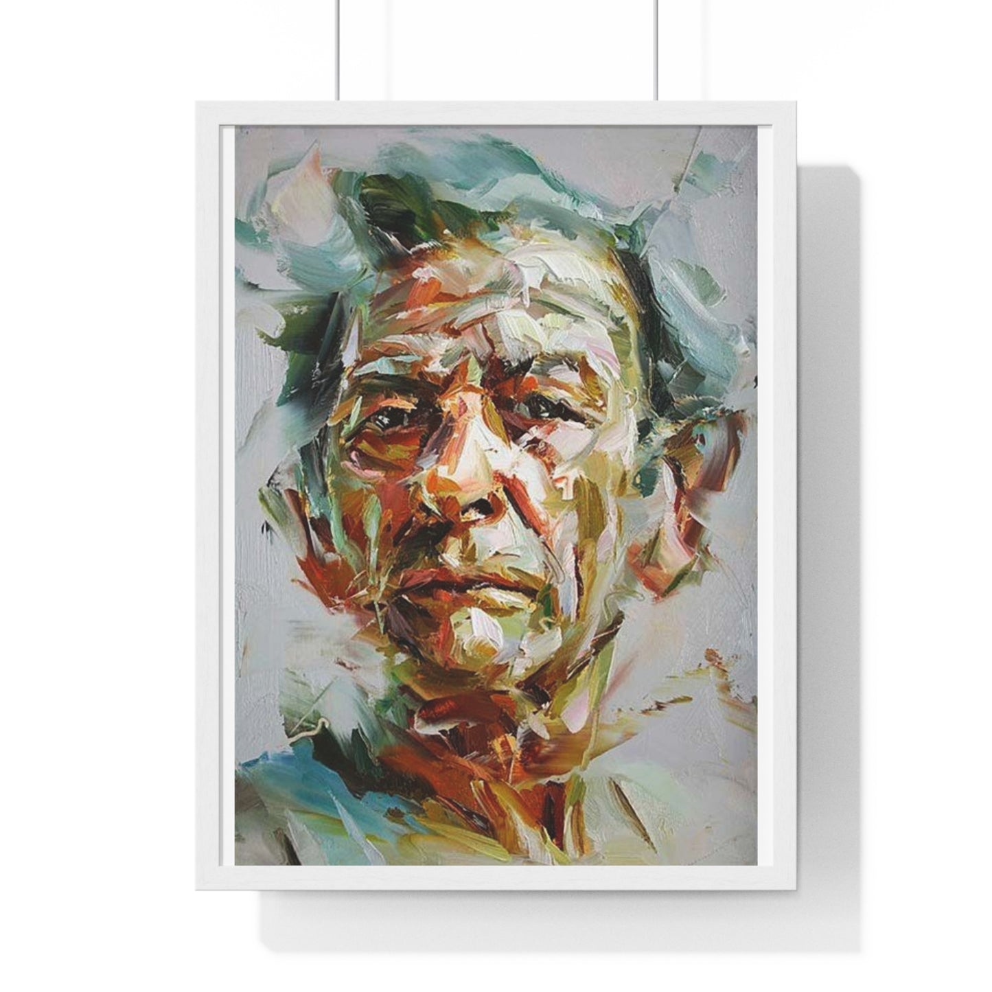 Male Portrait, Impasto Painting Style 'Designed by AI' Framed Art Print