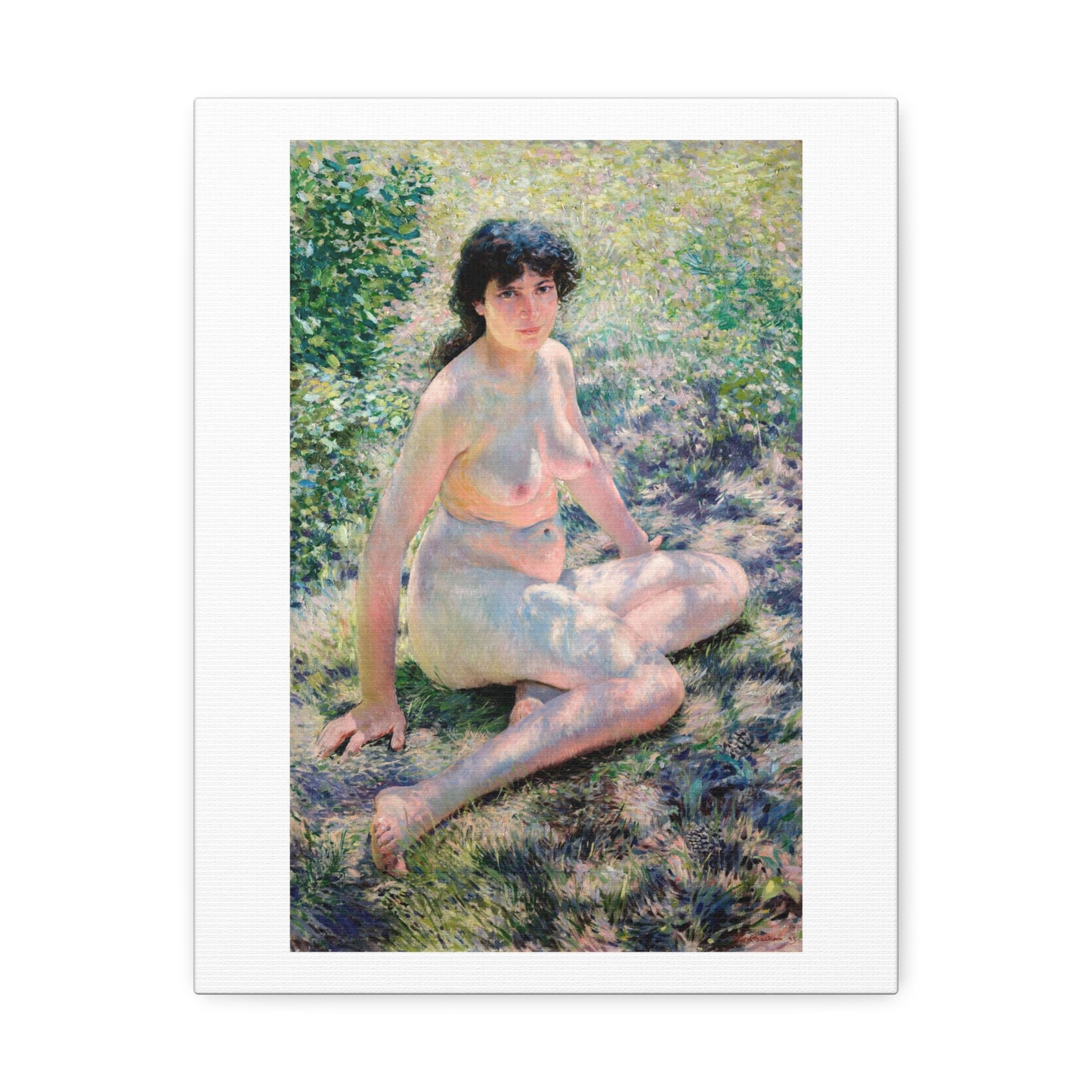 Seated Nude 'July' (1893) by Otto H Bacher, Art Print from the Original on Canvas