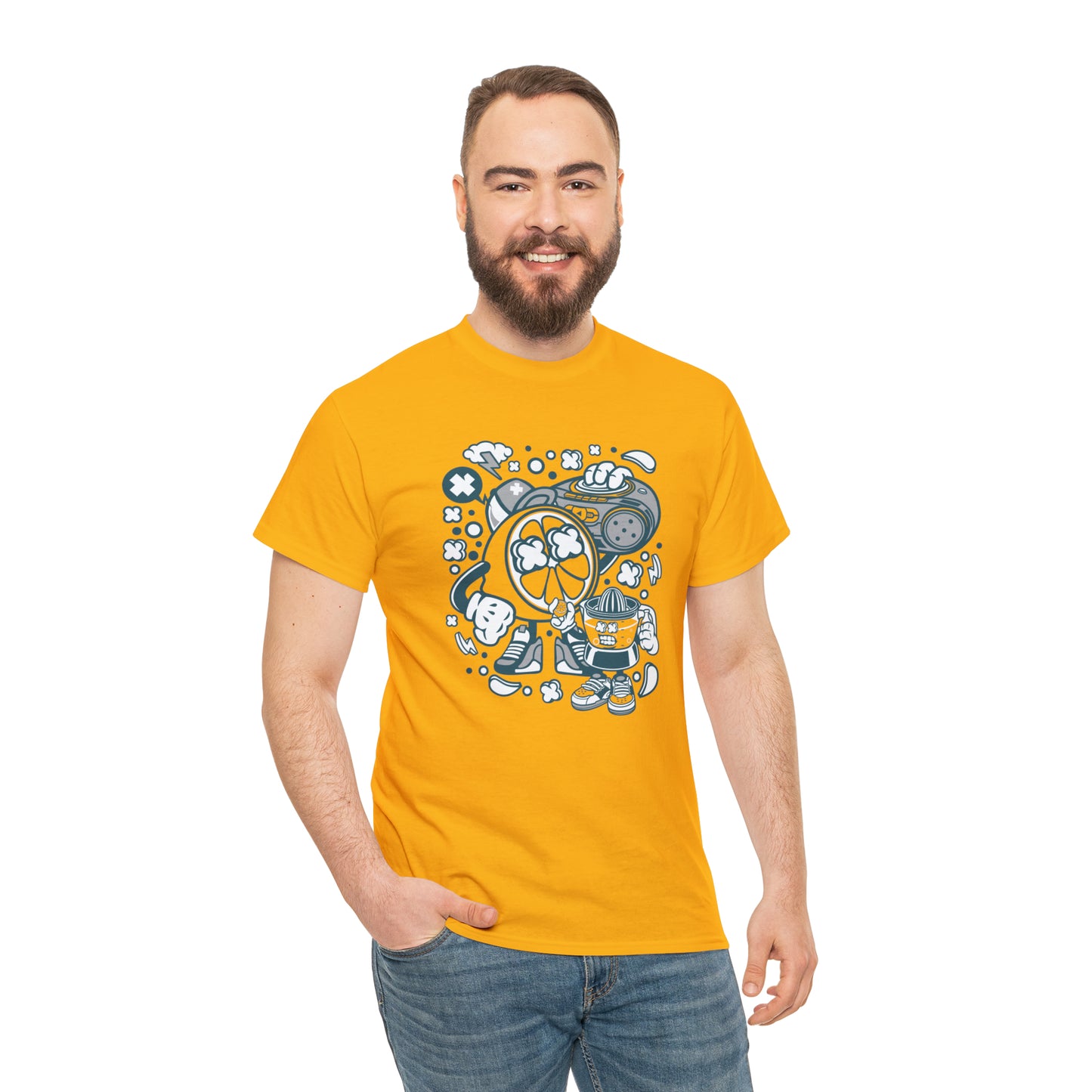 Orange Boombox Cartoon T-Shirt