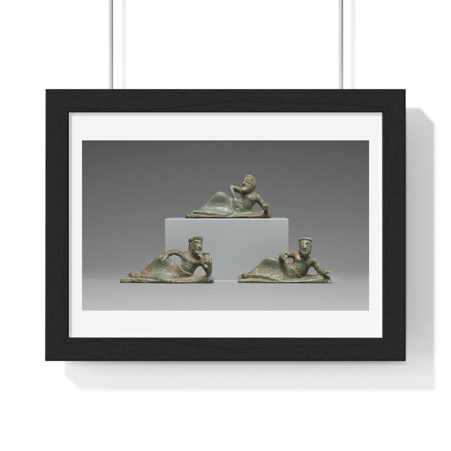 Ancient Greek Statuettes of Three Banqueters (550-525 BC) Unknown Artist, Framed Print