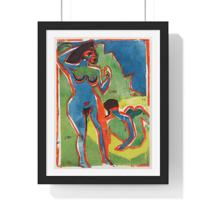 Bathing Women - Moritzburg (1910) by Ernst Ludwig Kirchner from the Original, Framed Art Print